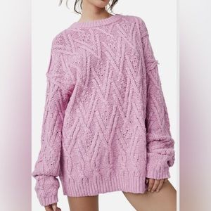 FREE PEOPLE pink Isla cable knit S